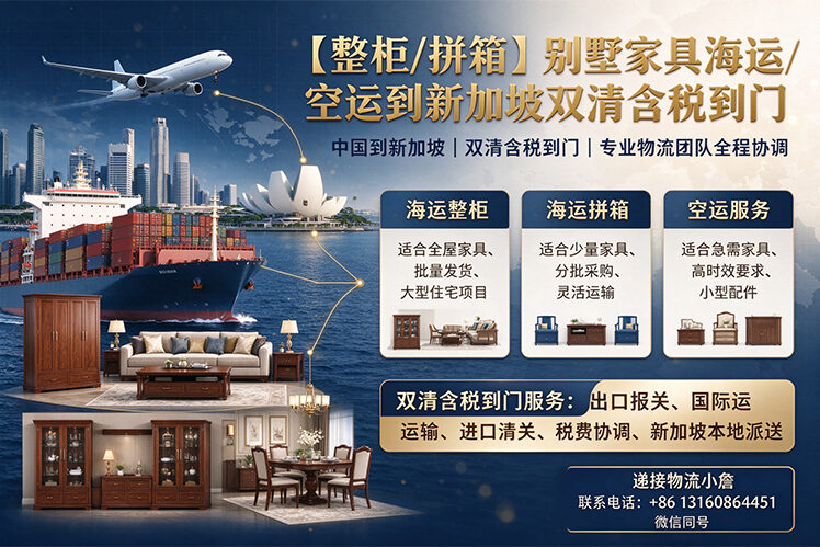 【整柜/拼箱】别墅家具海运/空运到新加坡双清含税到门