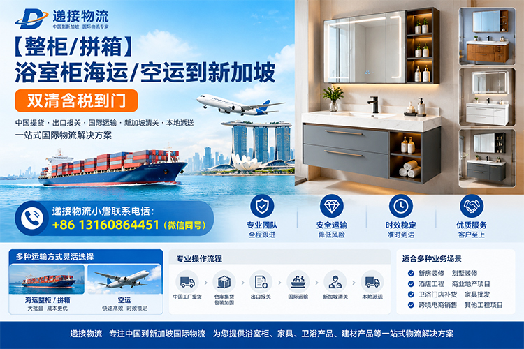 【整柜/拼箱】浴室柜海运/空运到新加坡双清含税到门 【整柜/拼箱】浴室柜海运/空运到新加坡双清含税到门