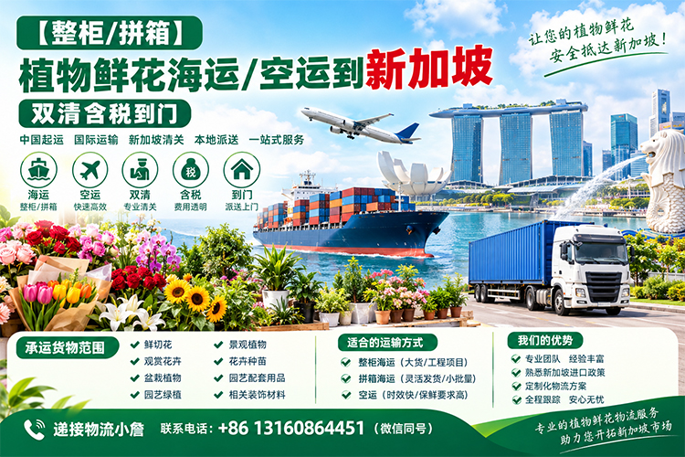 【整柜/拼箱】植物鲜花海运/空运到新加坡双清含税到门